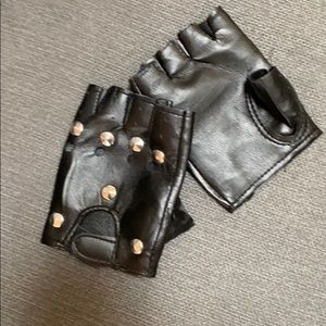 Studded black biker costume gloves